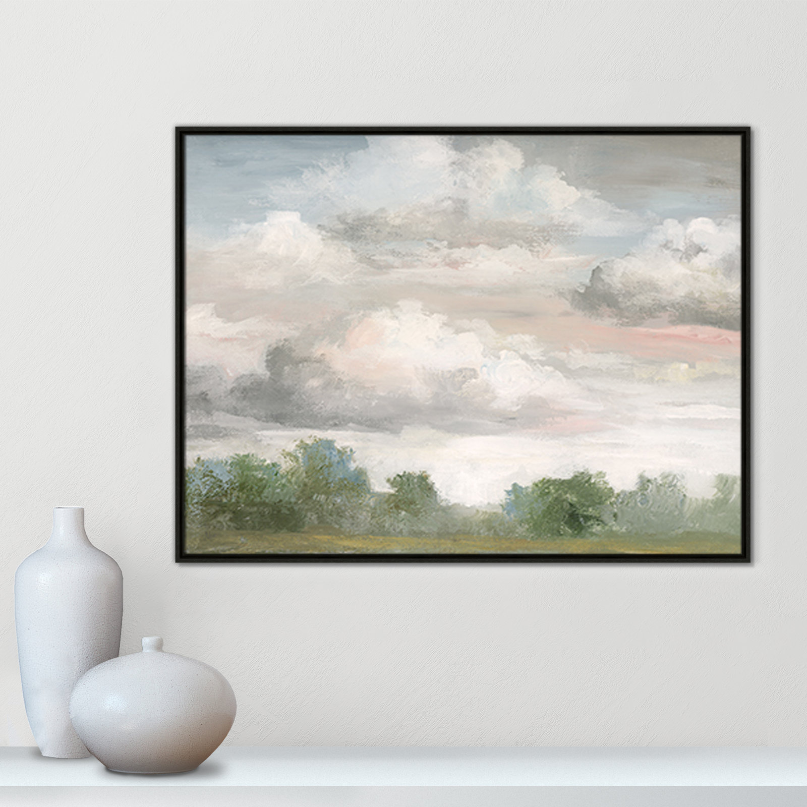 Frangia "Pastel Morning Sky" Print by Nan, 31.5" H x 41.5" W x 2" D, Espresso Framed