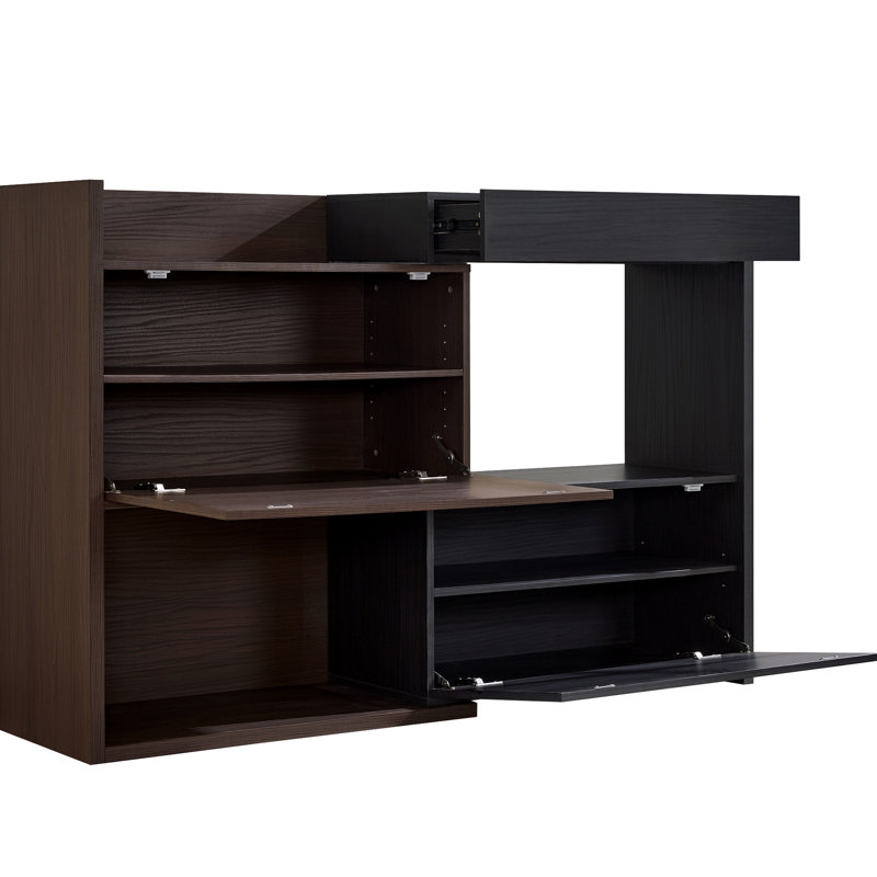 Rangement à chaussures extensible et rotatif avec 1 tiroir, armoire d'angle à 90 degrés pour l'espace de vie, couloir, entrée, pièce réglable en noyer noir de 32,5 po à 58,8 po, zone entrante, foncé