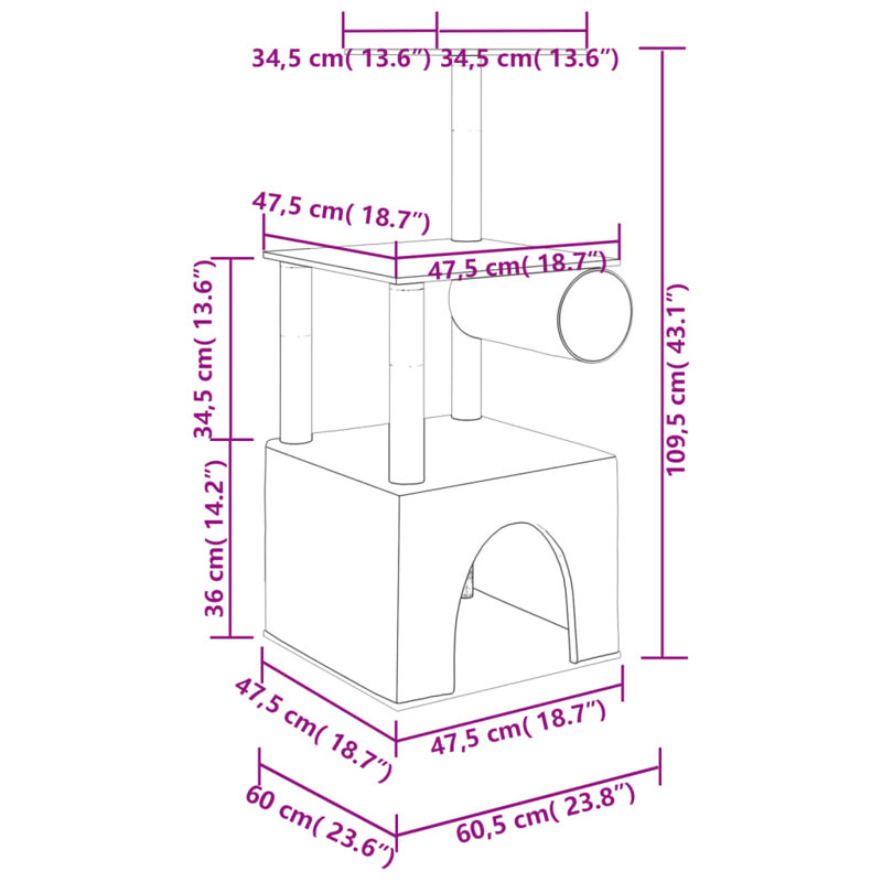 Kingsville 109.5cm H Cat Tree, Cream