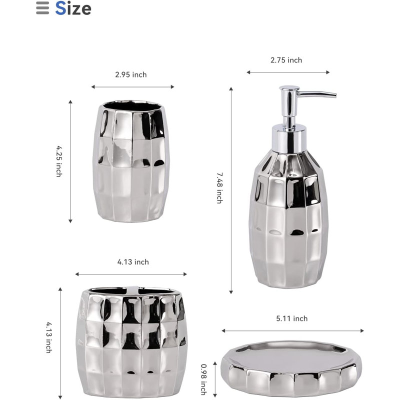 Silver bathroom accessory set