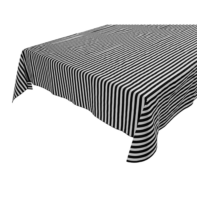 Nappes demi-pouce à rayures, Noir / blanc, 84 po x 58 po
