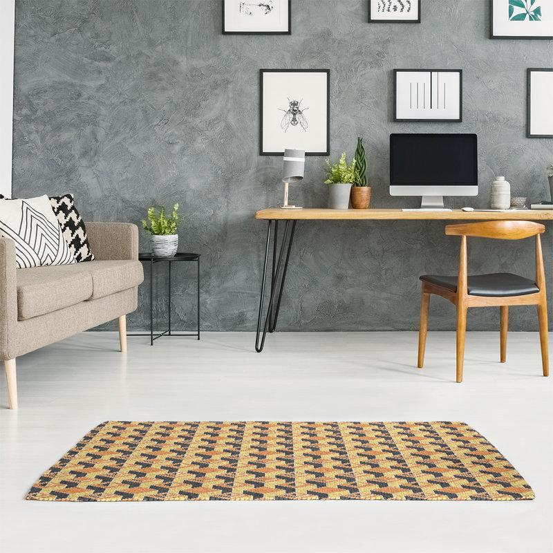 Gratte-ciels jaune/noir Tapis décoratif, Rectangle de 5 pi x 7 pi