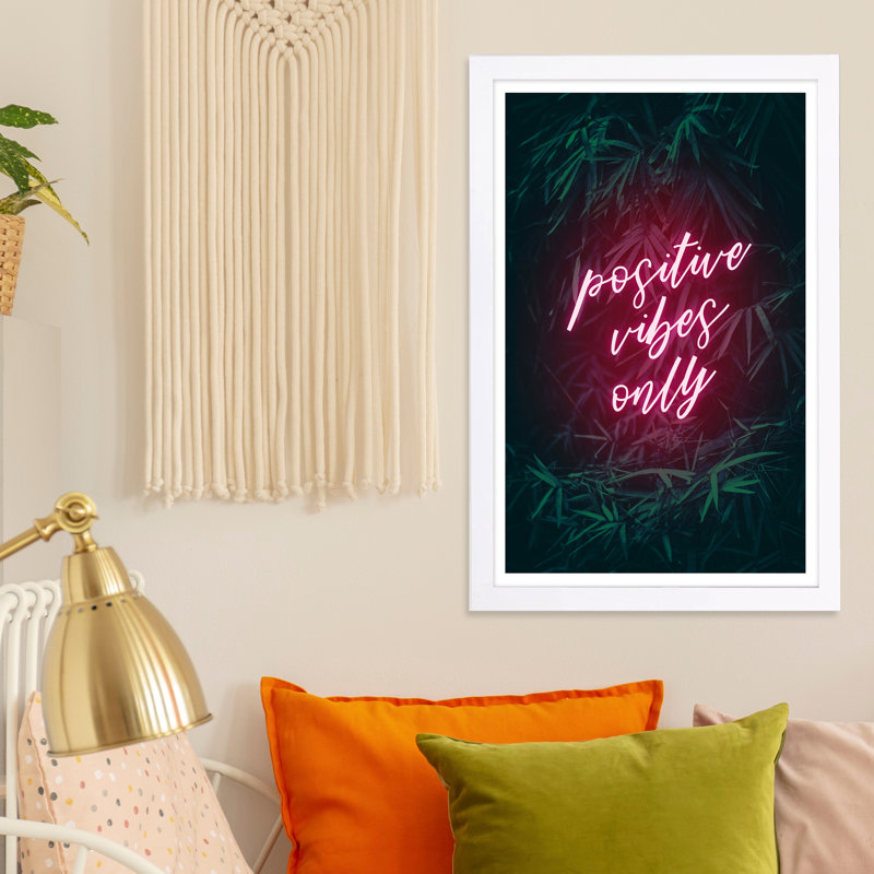 « positive vibes only », impression encadrée, H 13 po x l 19 po x P 0,75 po, Cadre blanc