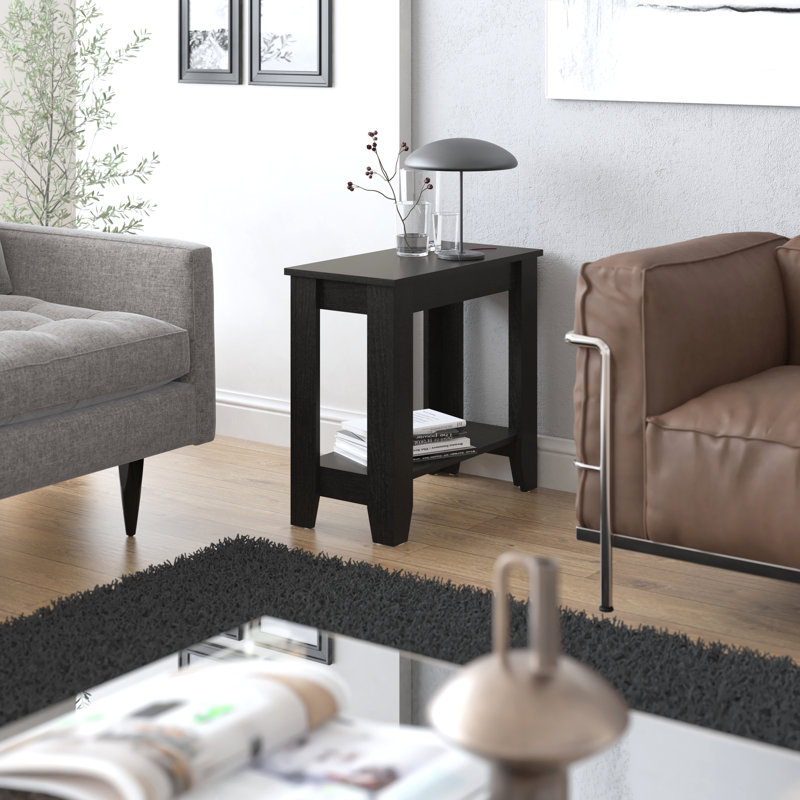 Weddel Basilico End Table with Storage, Black Oak