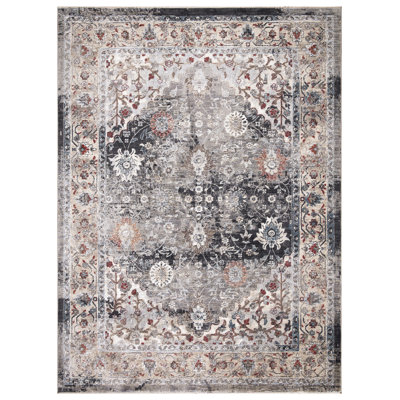Tapis gris gris à motif esthétique antique