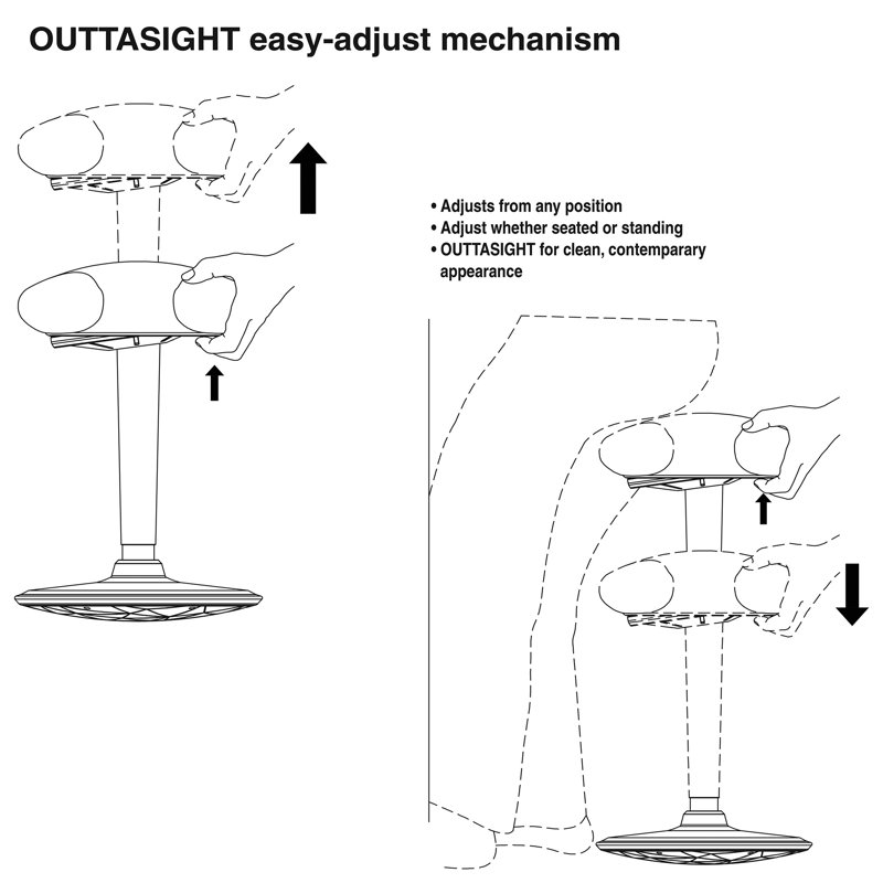 Oaties Adjustable Height Ergonomic Active Stool, Black