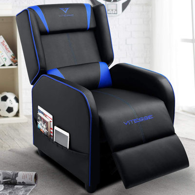 Recliner Chair Racing Style Single Ergonomic Lounge Sofa Modern PU Leather Home Theater Seat for Living Gaming Room