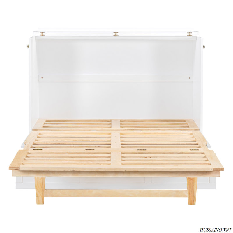 Murphy Bed With Large Drawers, Full, White