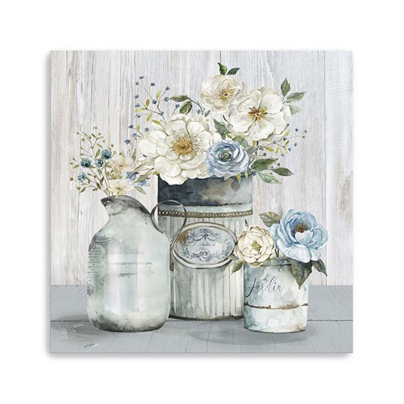 Rustic Grey Flowers Unframed Print Wall Art