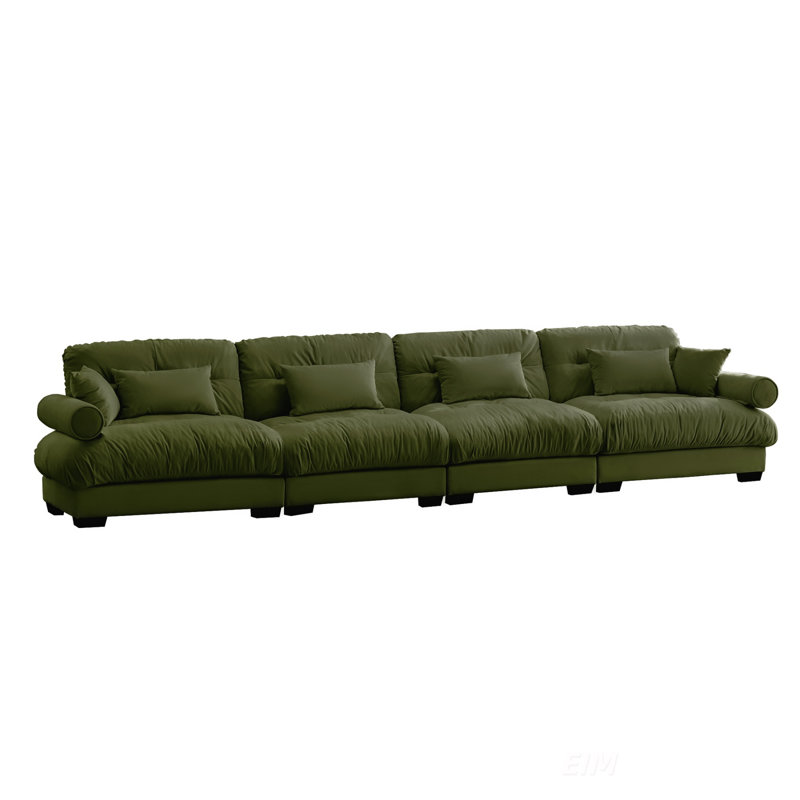 Super Comfort Oversized Modular Velvet Sectional Sofa With Movable Ottoman And Bolstered Armrests, Deep Seat Cloud Couch
