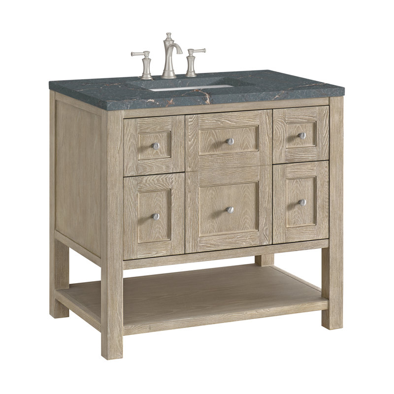 Breckenridge 36'' W Single Vanity, Whitewashed Oak, 8" Widespread, Parisien Bleu