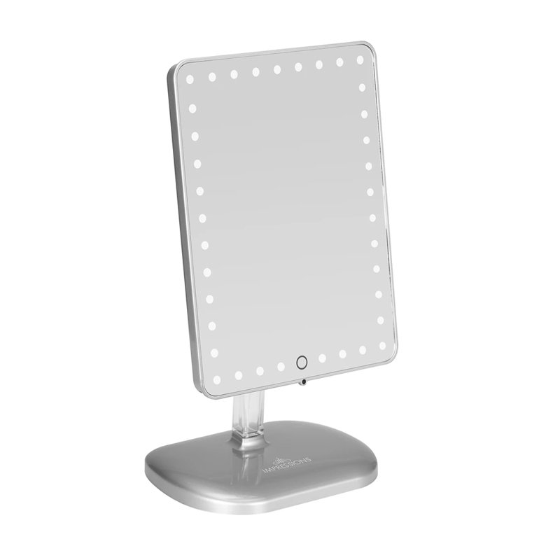 Miroir de maquillage Touch Pro avec lumières DEL et haut-parleur Bluetooth, Argent