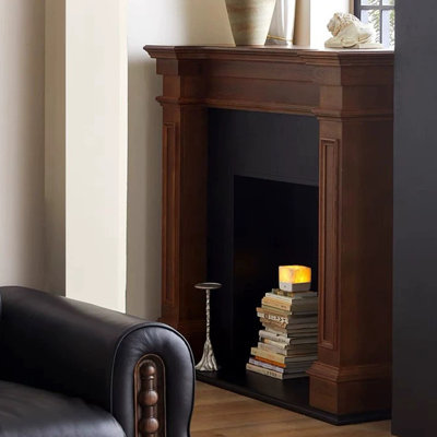 Wlanut Solid Wood Freestanding Fireplace