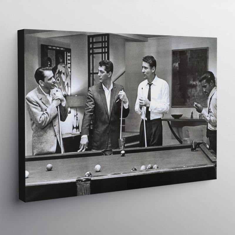 The Rat Pack Playing Pool - Wrapped Canvas Print, 20.5cm H x 30.5cm W x 3.8cm D