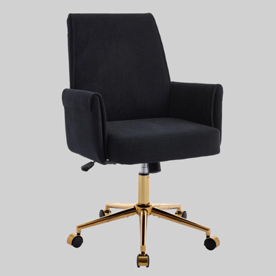 Corduroy Chair — Golden Base & S-Curve Support for Your Daily Grind