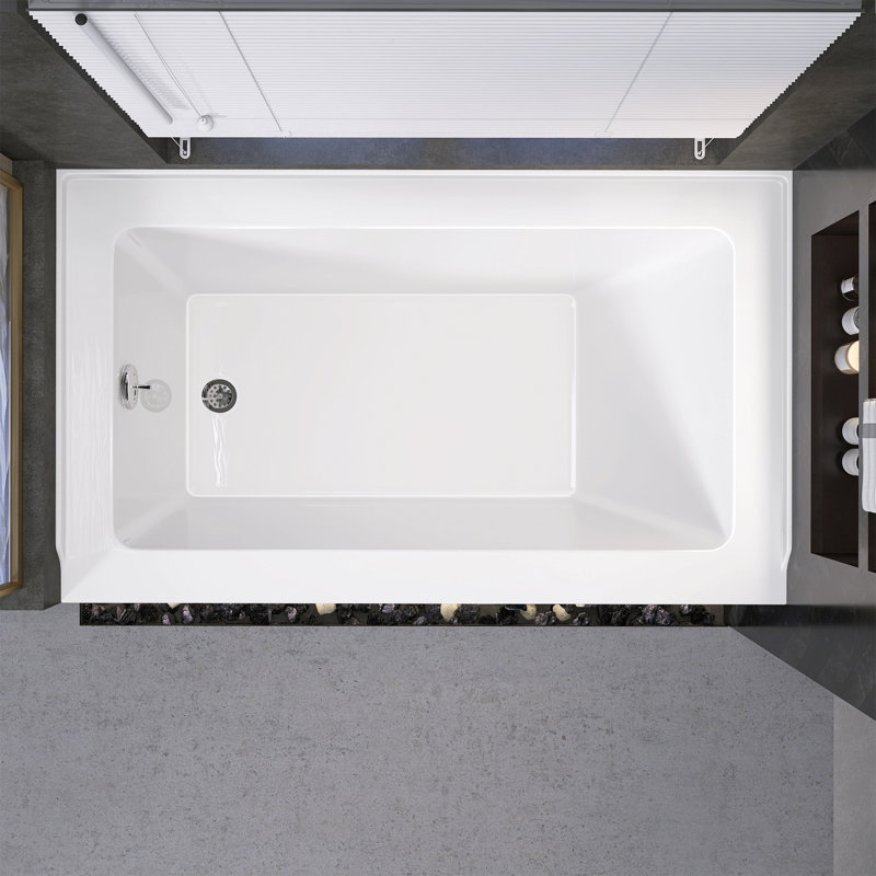 54 In. X 32 In.acrylic Alcove Bathtub Soaking Tub,Rectangle Deep Drop-In Soaking Tub With Integrated Drain Hole In Glossy White Bathtubs With Chrome Pop-Up Drain Included