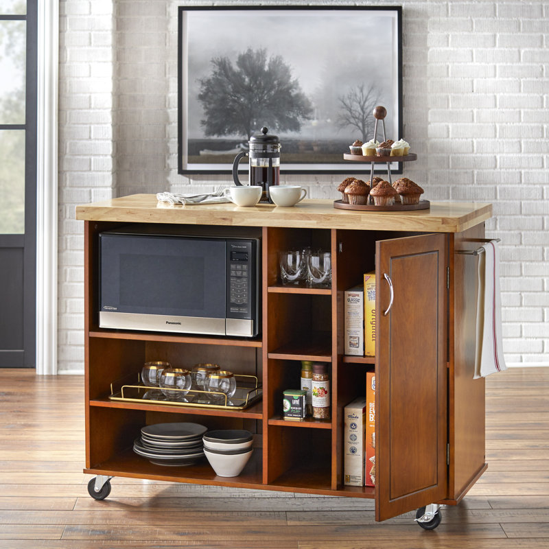 Chariot de cuisine de cuisine en bois massif de 48 po Drolet, Noyer