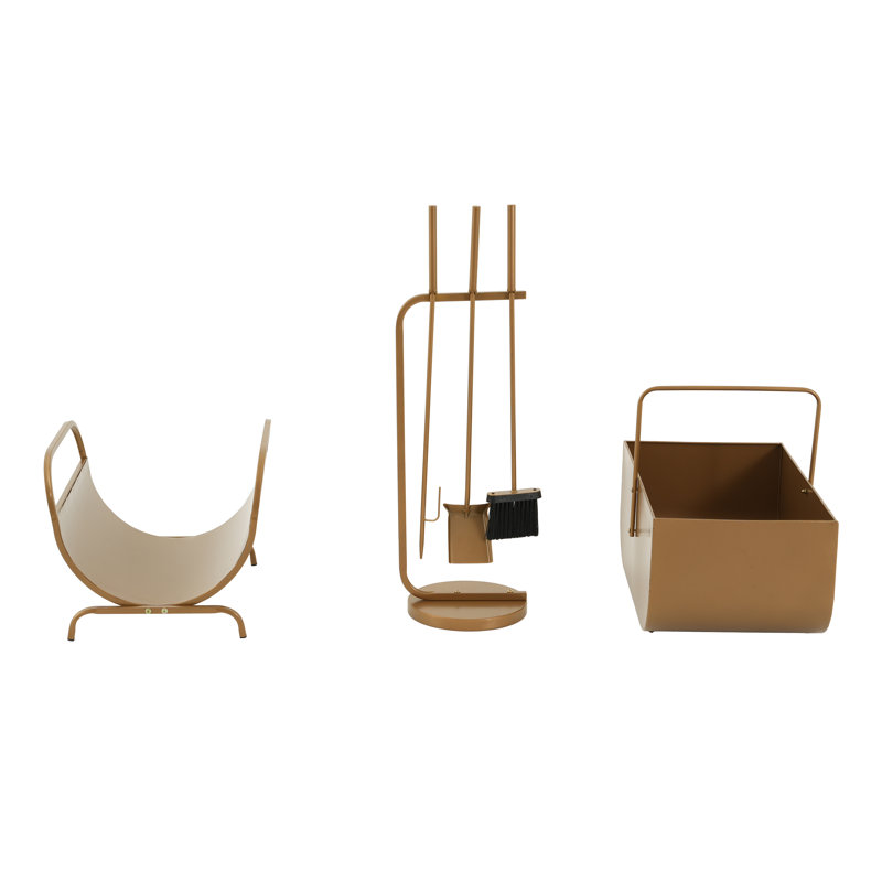 9.65 W x 9.65 D Iron Log Rack, Gold