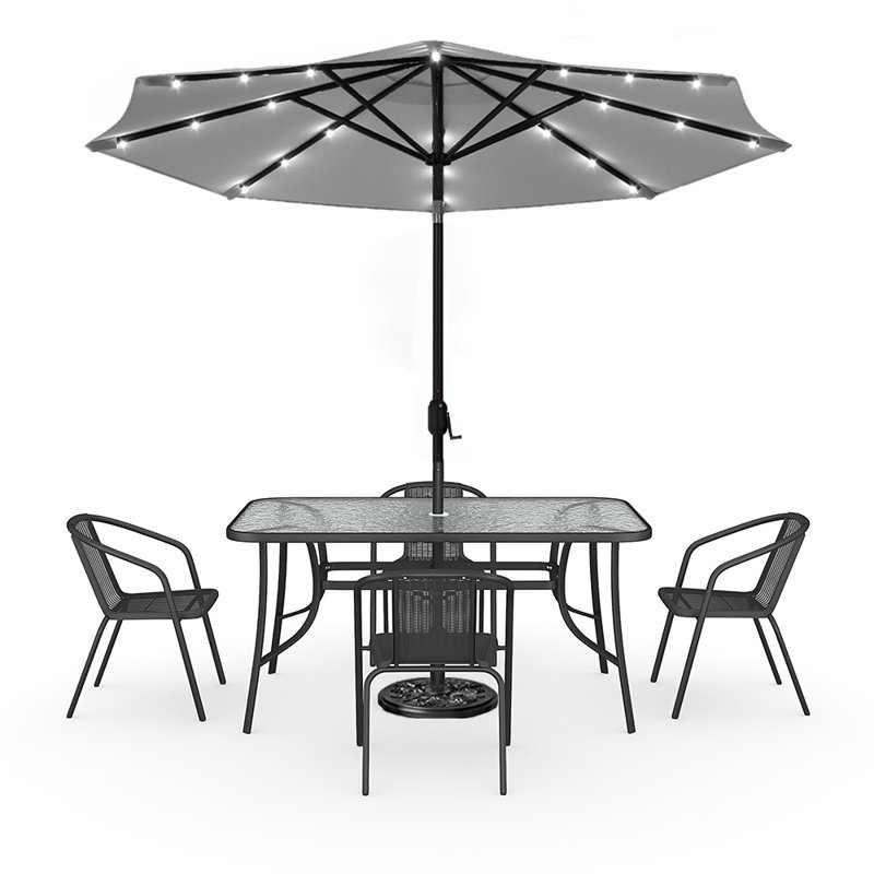 Donlon 4 - Person Patio Dining Set with Rectangular Table, Black/Grey