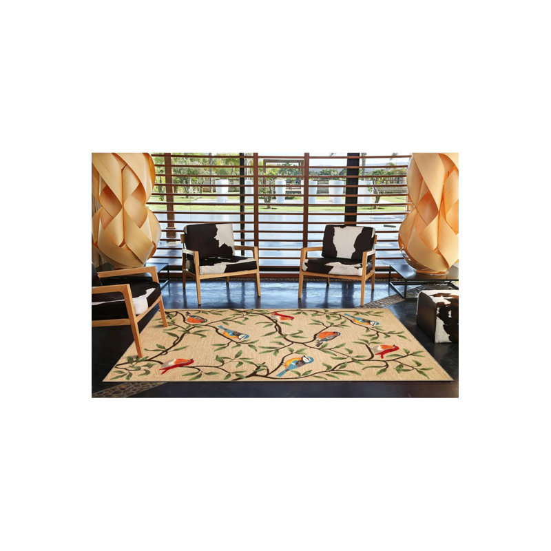 Toy Sparrow Bird Patterned Modern Patterned Woven Base Washable Carpet, Rectangle 2'4" x 4'