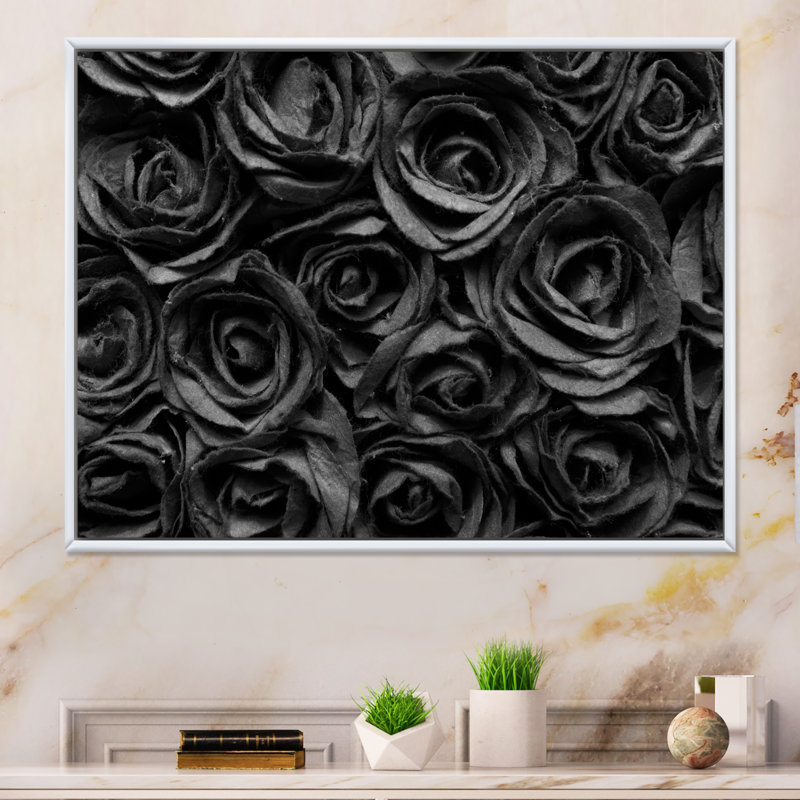 Rose, reproduction d'art sur toile, art moderne, H 16 po x l 32 po x P 1 po, Cadre flottant blanc