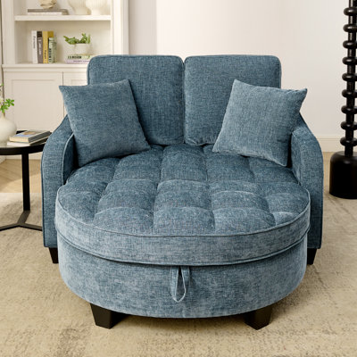 Chaise longue rembourrée avec deux coussins décoratifs et un espace de rangement