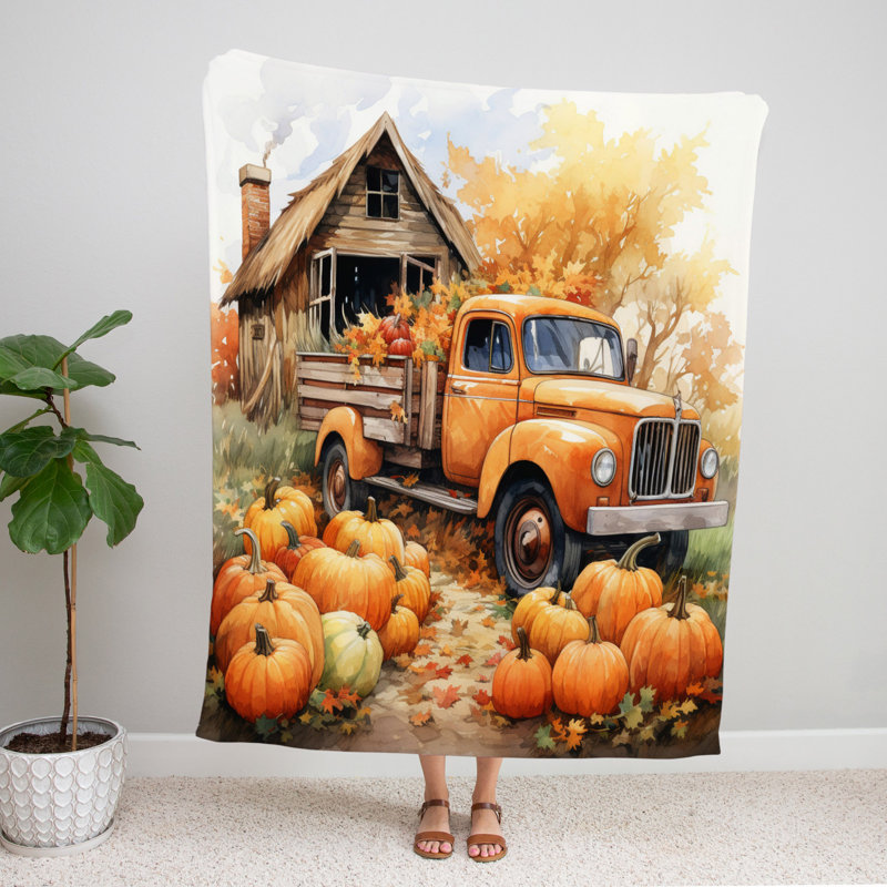Throw Blanket, 68" W x 80" L, Abstract, Orange/Green