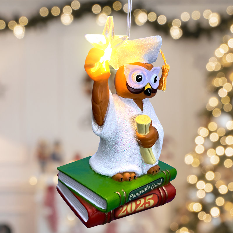 Ornement en forme d'arbre de Noël de graduation 2025 avec souvenir étoile illuminée - Célébrer l'accomplissement