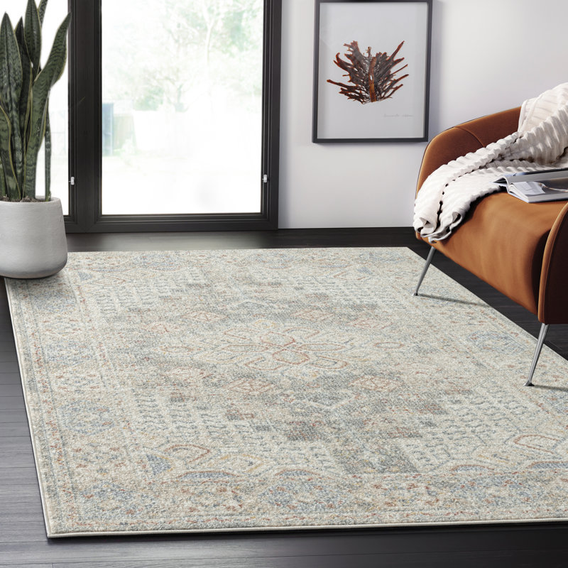 Tapis crème et gris Abani Mil150A, Rectangle 5 pi 3 po x 7 pi 6 po