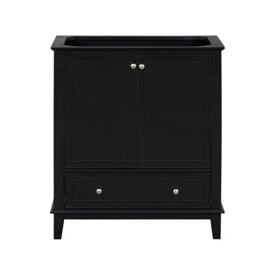 Meuble-lavabo 30 po sans lavabo, base seulement, armoire de salle de bain multifonctionnelle avec portes et tiroir, cadre solide et panneau de fibres à densité moyenne, noir