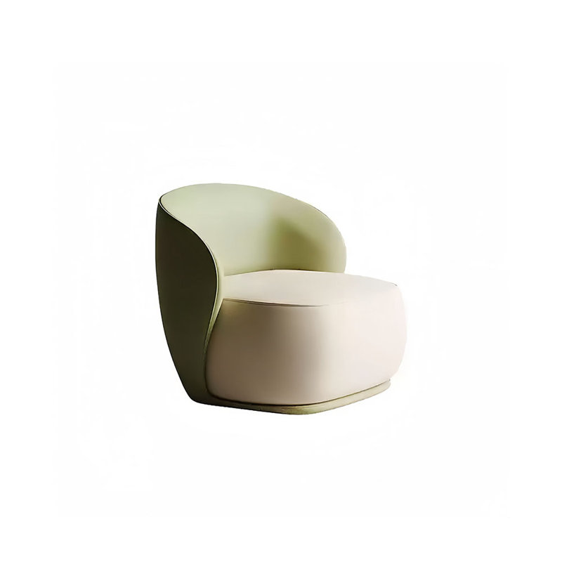 Round curved light luxury negotiation sofa, Green/Off-white