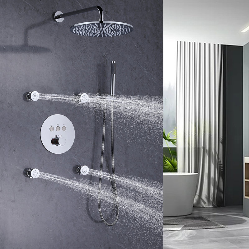 Système de douche complet avec valve brute, Chrome poli