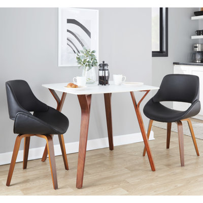 Table de salle à manger en bois de noyer et marbre blanc, conception Mid-Century, hauteur fixe, pieds courbés, pouvant accueillir quatre personnes à l'intérieur, limite de poids de 100 lb, assemblage requis, profondeur de 37,25 po, largeur, marbre de 29,6 po de hauteur