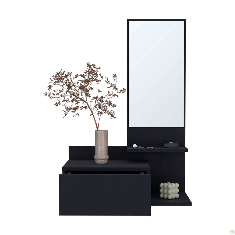 Floating Hallway Cabinet, Black