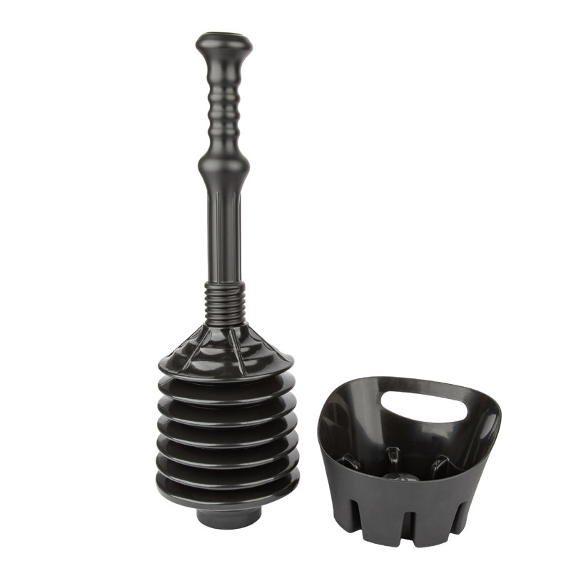 Utility-Sink Plastic Plunger With Tray, Black