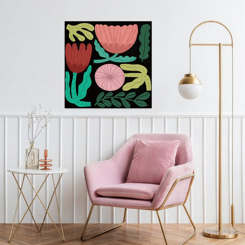 Art floral moderne abstrait contemporain, H 32 po x l 32 po