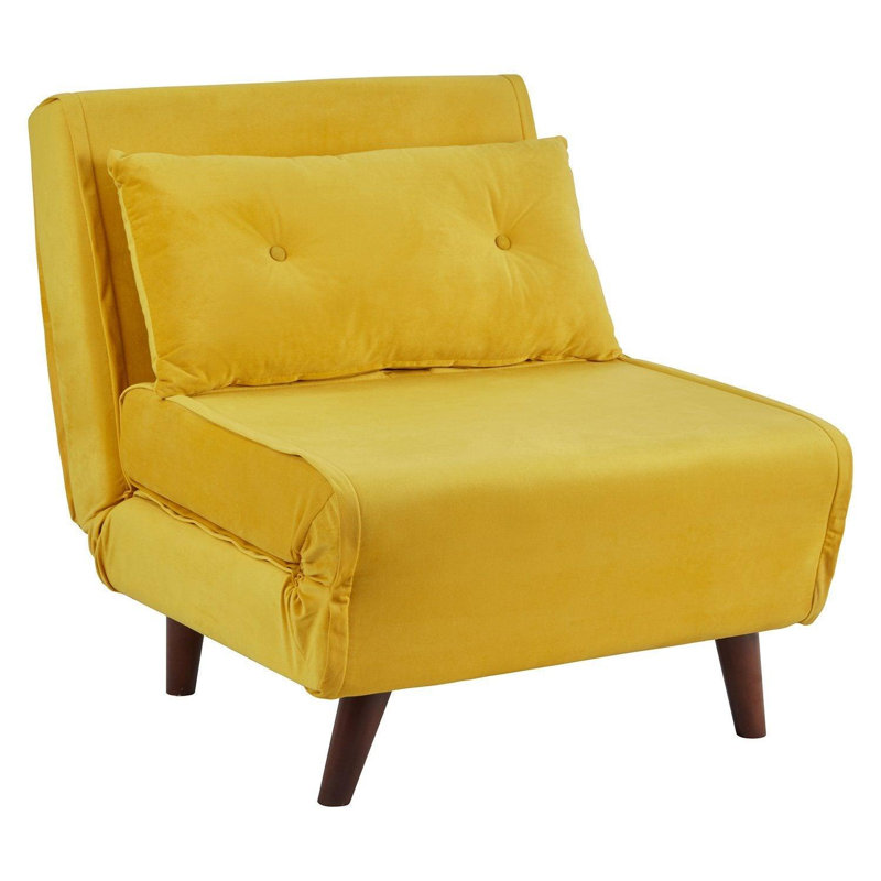 Trahan 1 Seater Fold Out Sofa Bed, Yellow, 80cm H x 75cm W x 86.5cm D