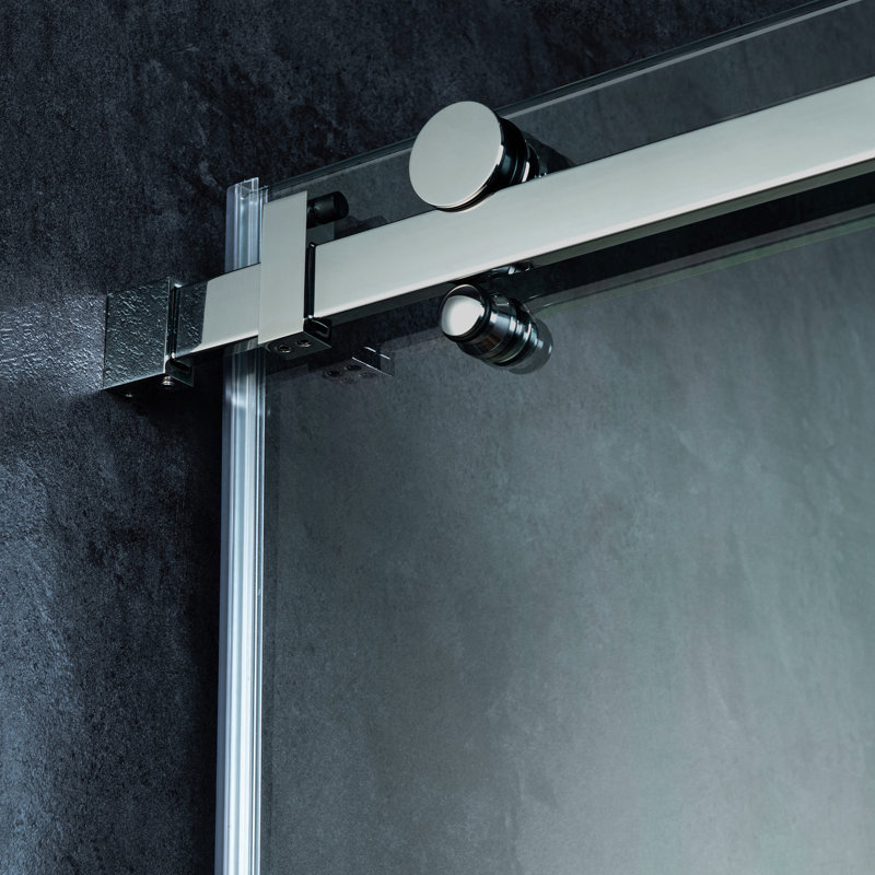 Frameless Single Sliding Shower Doors, 56-60" W X 62" H With 5/16" Clear Tempered Glass And Explosion-Proof Film
