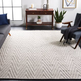 Meudon Natura Flat Weave Wool/Cotton Chevron Rug in Black/Ivory