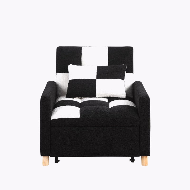 Somdath Sleeper Sofa Chair Bed Multi-Functional Sleeper Chair Upholstered Accent Chair, Black/White Duplicate