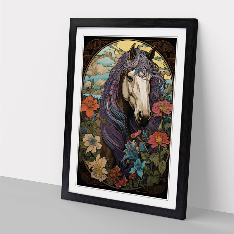 Shire Horse Nouveau - Framed Print, Black , 34cm H x 25cm W x 2cm D