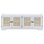 Banc de rangement rustique avec coussin amovible, portes en rotin tissé et tablettes réglables pour le couloir et le salon-1694791061