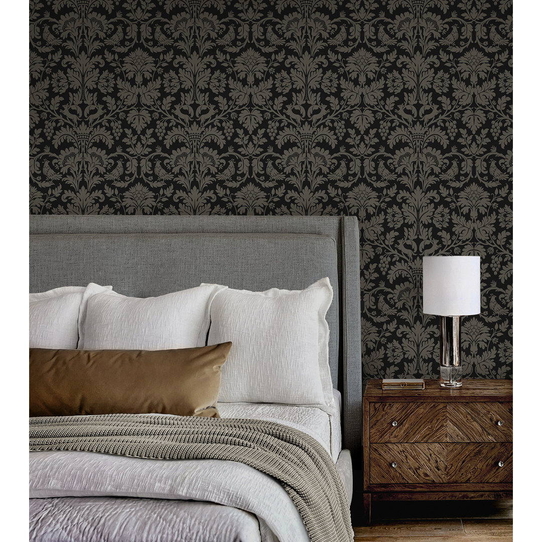 Tareia Peel & Stick Damask Double Roll Red Barrel Studio®