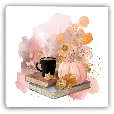 «Pumpkin Latte Autumn Vibes», art mural sur toile tendue