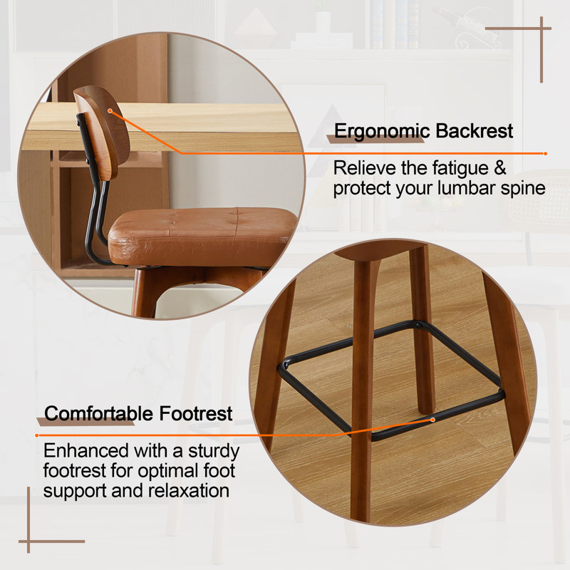 Tabouret de comptoir pivotant Ikhlas (ensemble de 2), Tabouret de comptoir (siège d'une hauteur de 26 p, 2