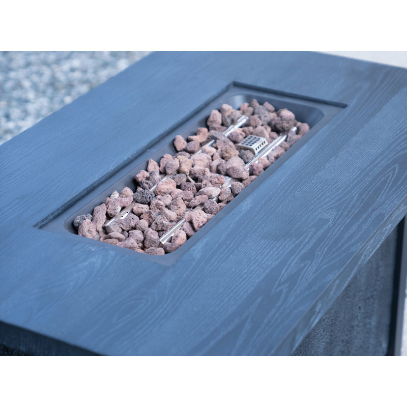 Table de foyer d'extérieur au gaz propane de 44 pouces avec grain de charbon de bois écologique et résistant aux hautes températures