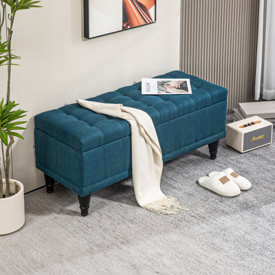 Banc de rangement à dessus rabattable, banc de repose-pieds à l'extrémité du lit