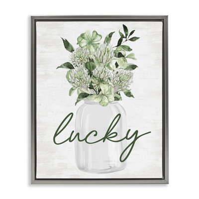 «Lucky Spring Shamrocks», art mural encadré sur toile flottante par lettré et doublé