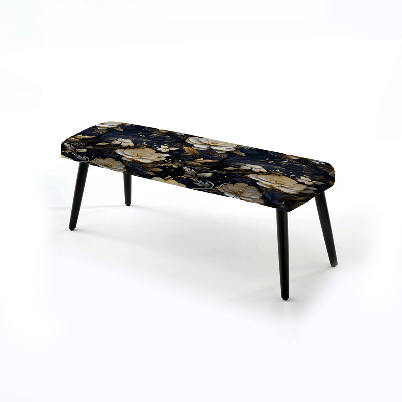 Banc noir rembourré damassé Moonlit Whispers Moody