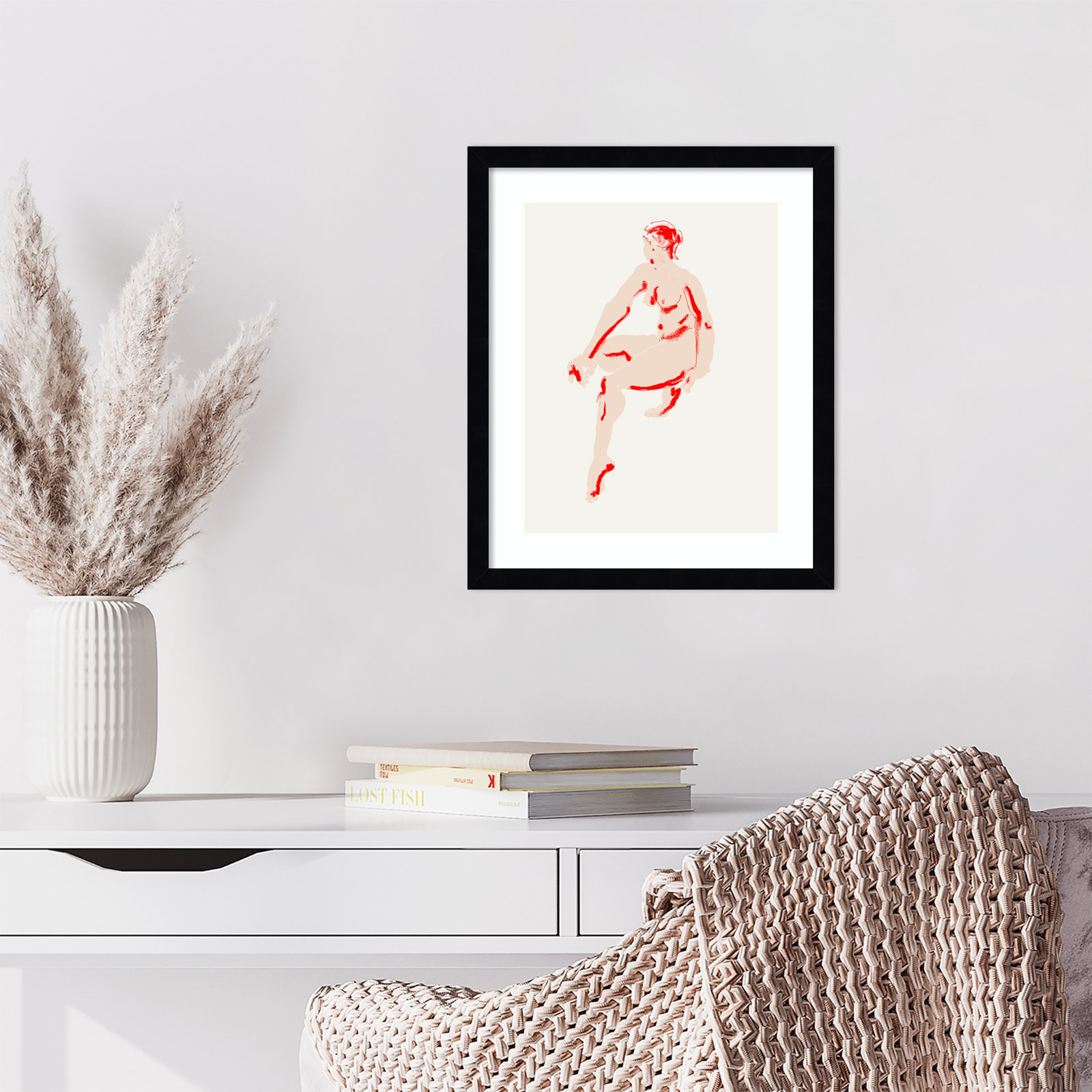 Naked Woman by Francesco Gulina Wood Framed Wall Art Print, Black, 17" H x 14" W